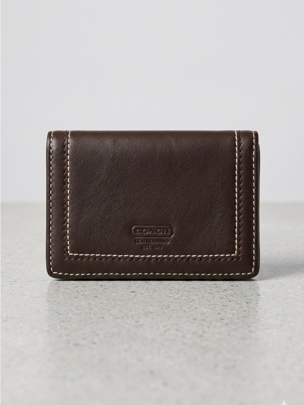 Vintage Coach brown leather card cas with Contrast Stitching Leatherware - Picture 1 of 6